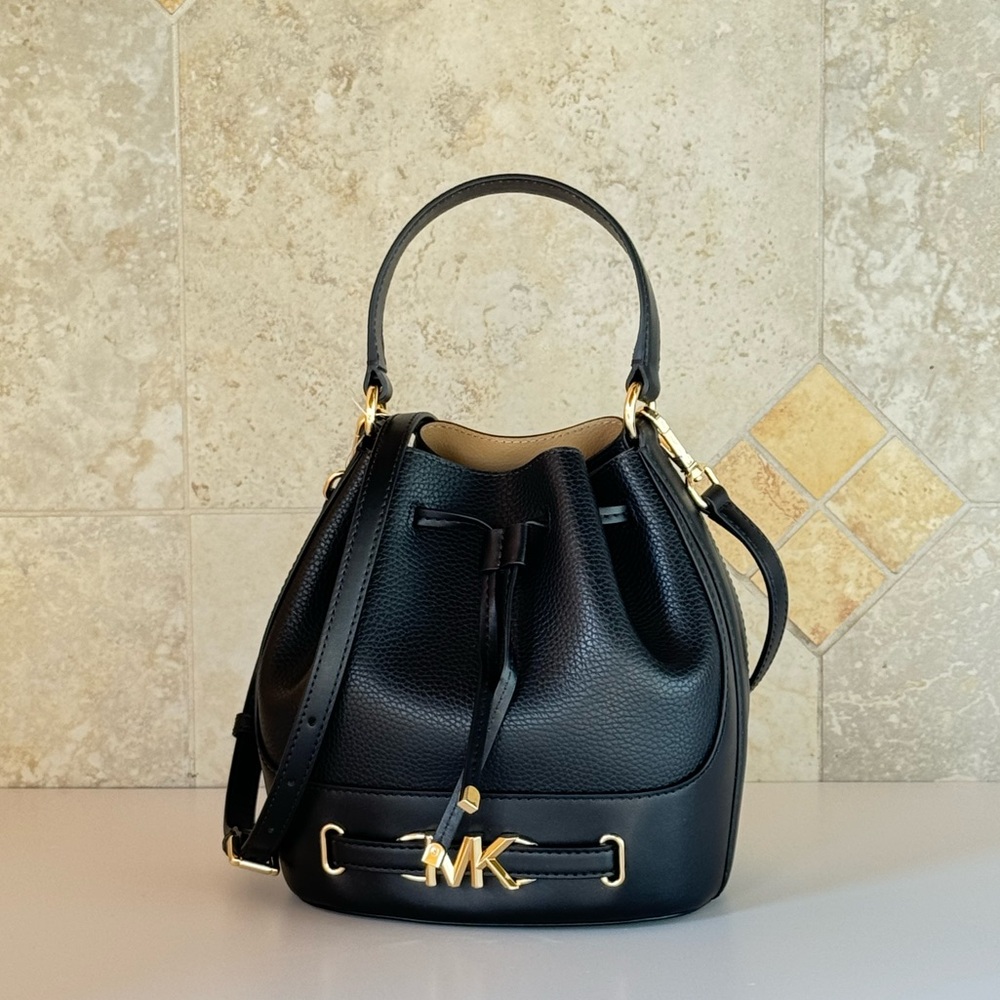 Micharl Kors Reed Medium Bucket Shoulder Crossbody Bag Black - Picture 14 of 14